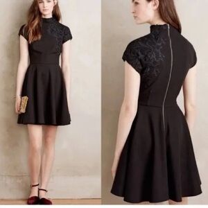 Anthropologie Plenty By Tracy Reese Black Sleeveless Mini Dress with Lace Detail